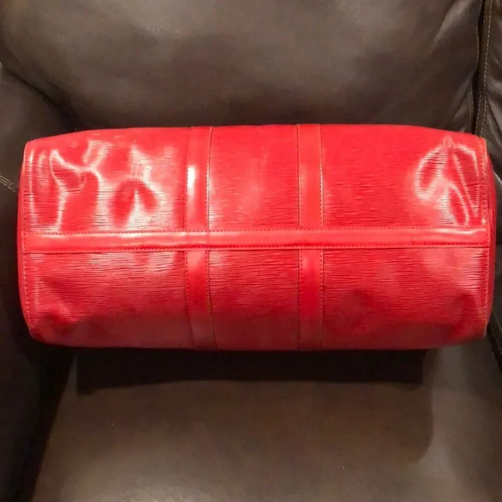 LOUIS VUITTON Red Epi Keepall Travel Weekend Duffle Bag LV 45 VI0925